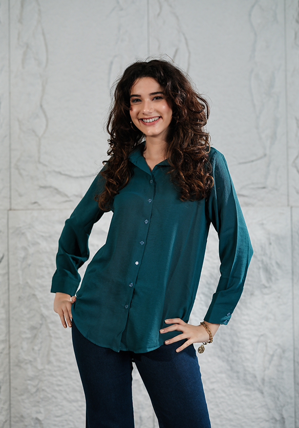 SIENNA GREEN LONG SLEEVE BLOUSE